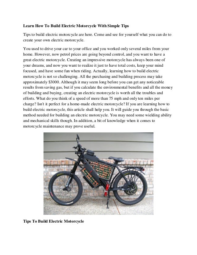 build own electric bike