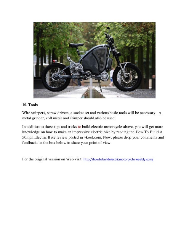 Learn How To Build Electric Motorcycle With Simple Tips