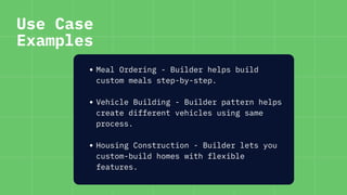 Builder design pattern type of creational design pattern | PDF