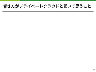 皆さんがプライベートクラウドと聞いて思うこと
!22
 