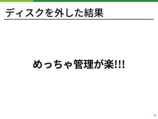 ディスクを外した結果
めっちゃ管理が楽!!!
!78
 