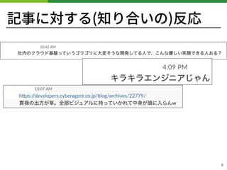 記事に対する(知り合いの)反応
!8
 