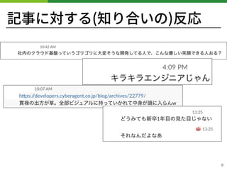記事に対する(知り合いの)反応
!9
 