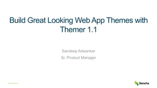© 2016 Sencha Inc
Build Great Looking Web App Themes with
Themer 1.1
Sandeep Adwankar
Sr. Product Manager
 