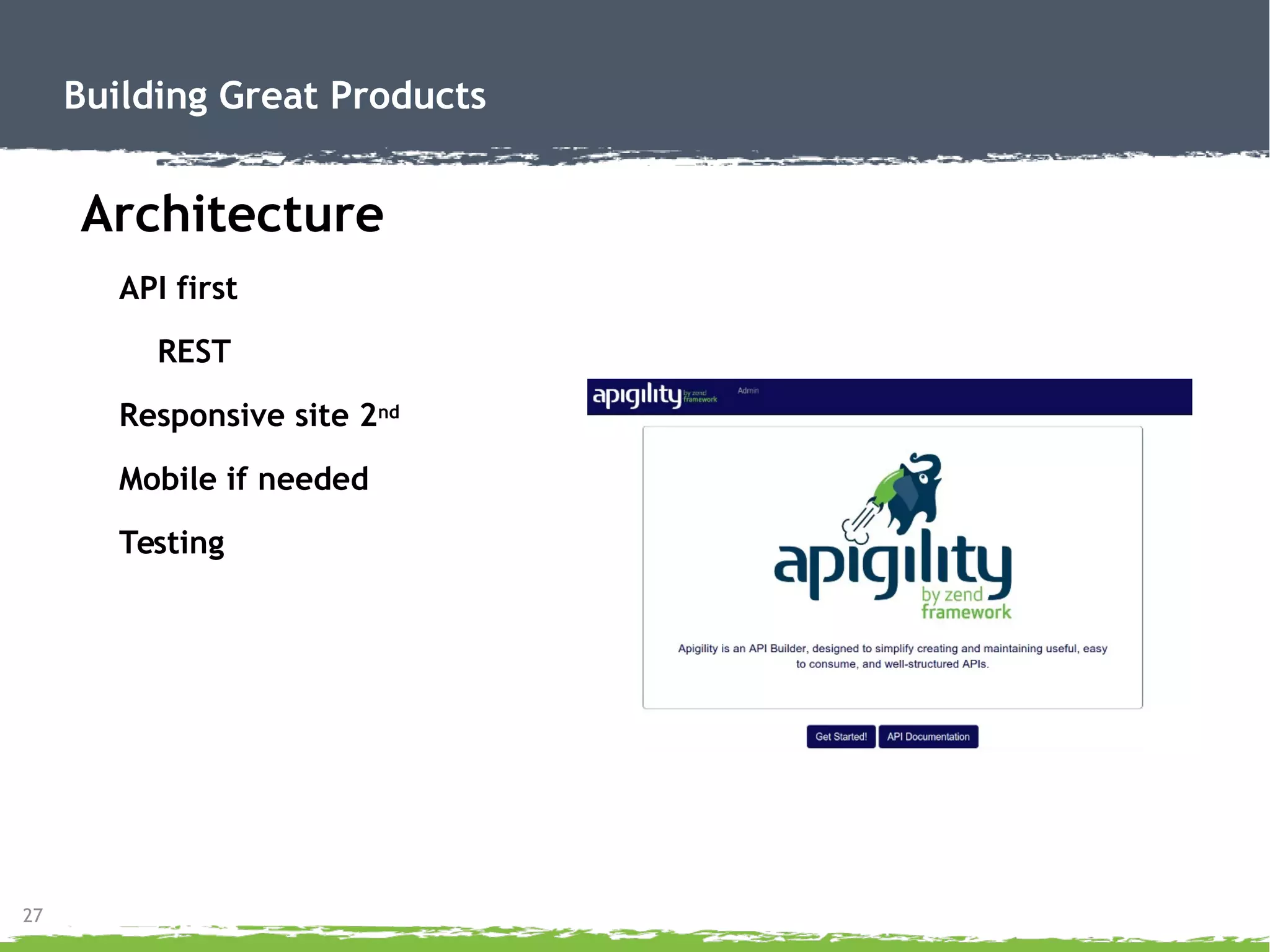 27
Building Great Products
Staffing
Agencies
User groups
Conferences
Job sites
Referrals
 