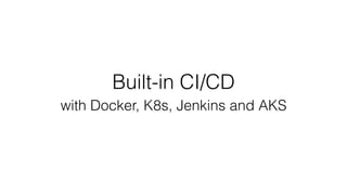 Built-in CI/CD
with Docker, K8s, Jenkins and AKS
 