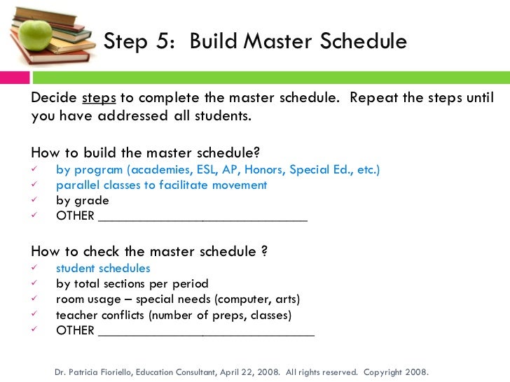 building a secondary school master schedule program dr patricia fio