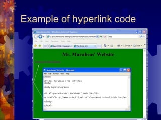 Example of hyperlink code 