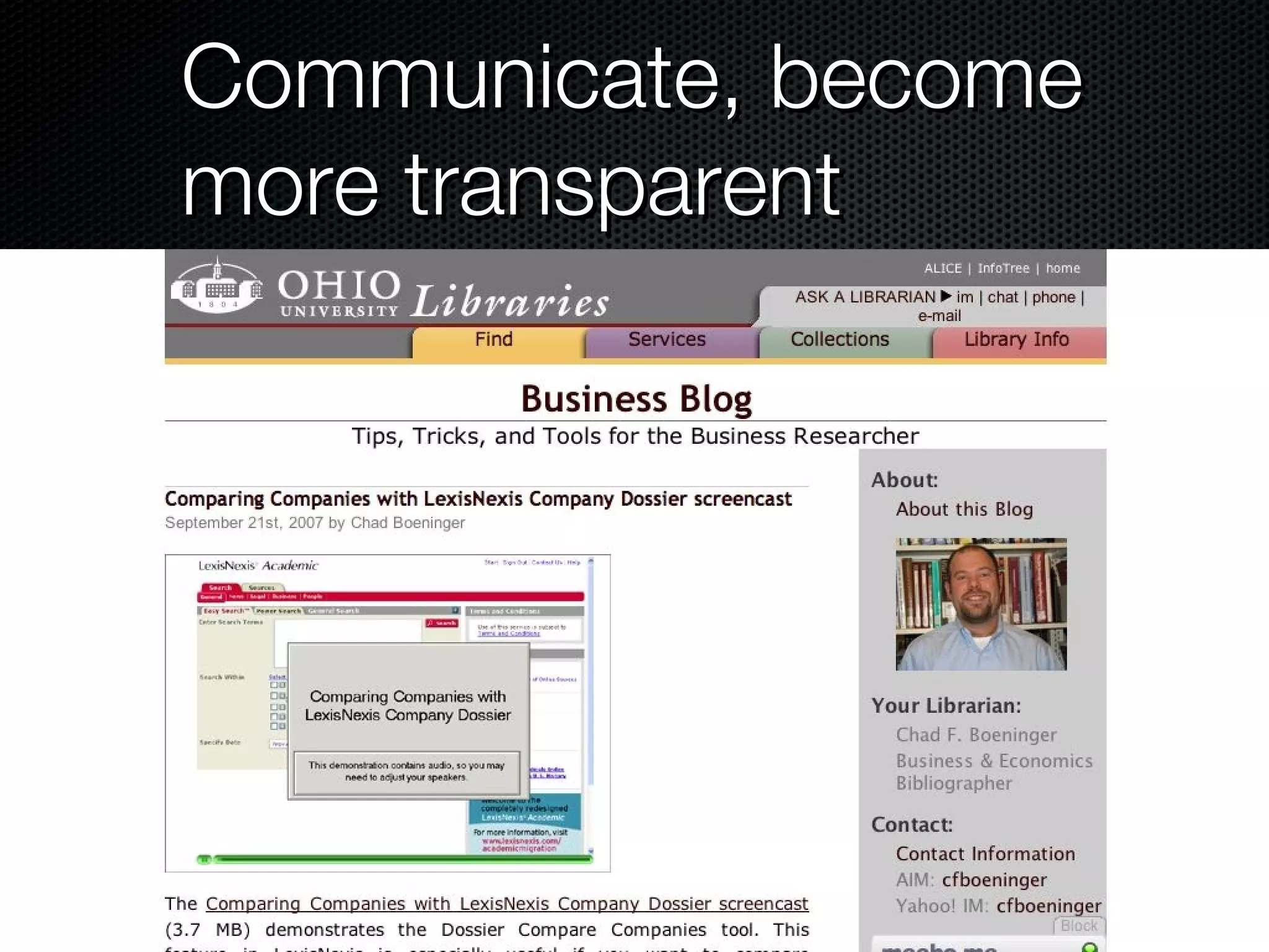 Communicate, become more transparent