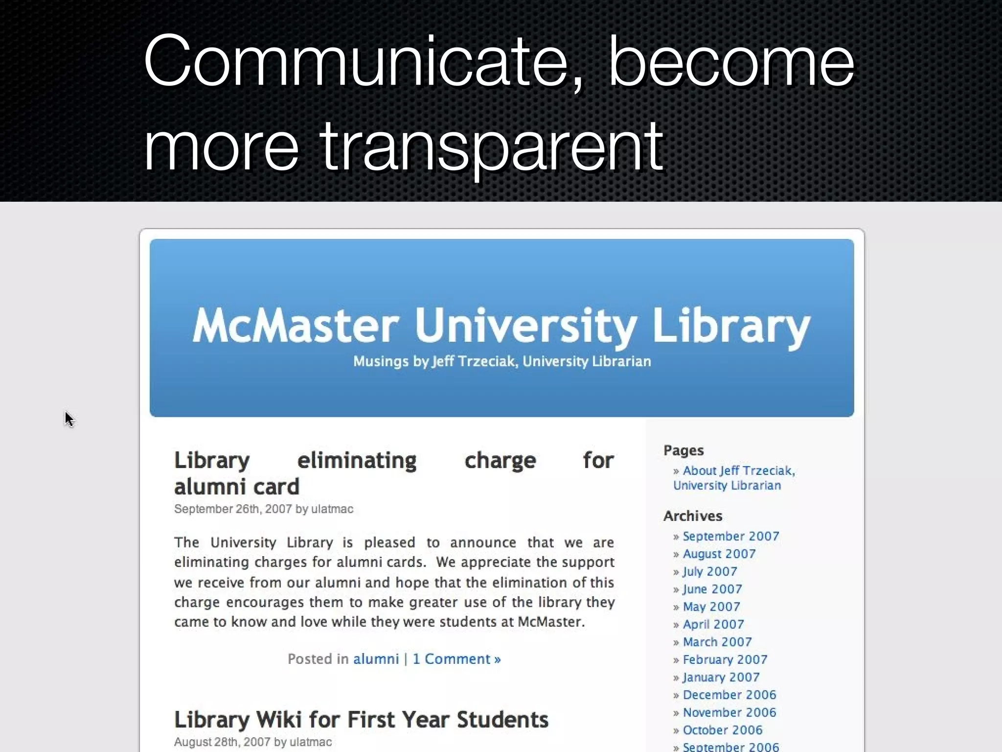 Communicate, become more transparent