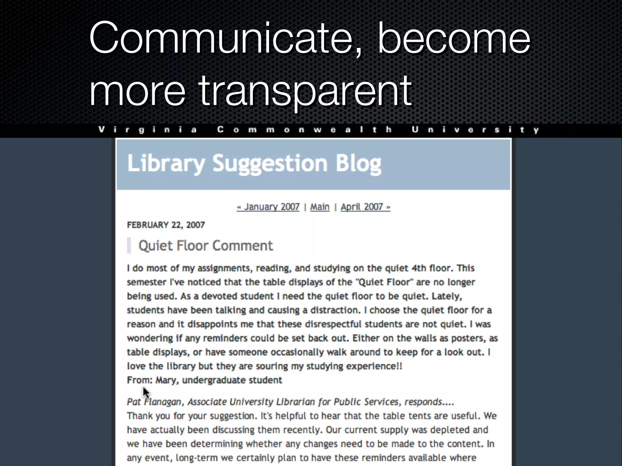 Communicate, become more transparent