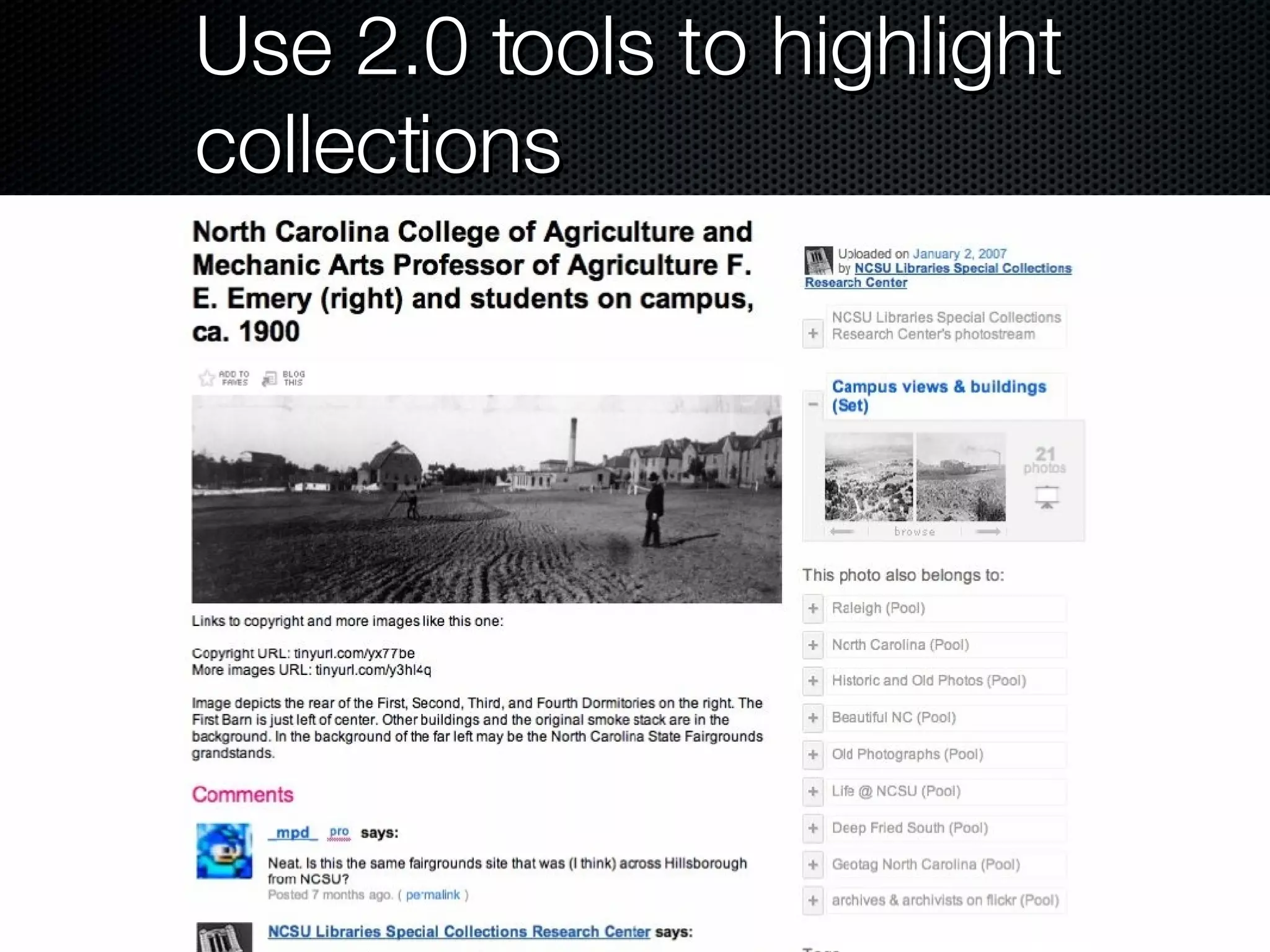 Use 2.0 tools to highlight collections