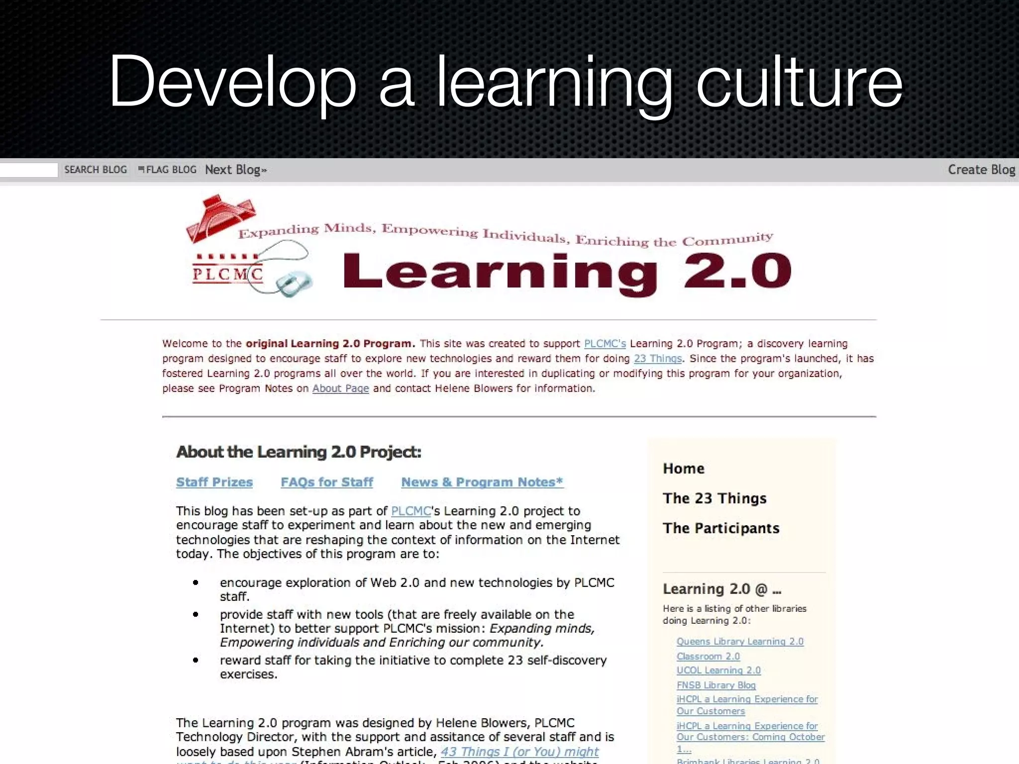 Develop a learning culture