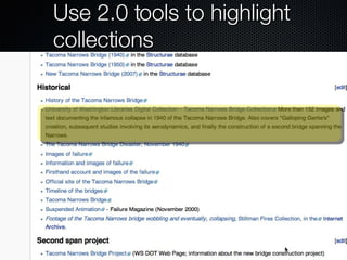 Use 2.0 tools to highlight collections 