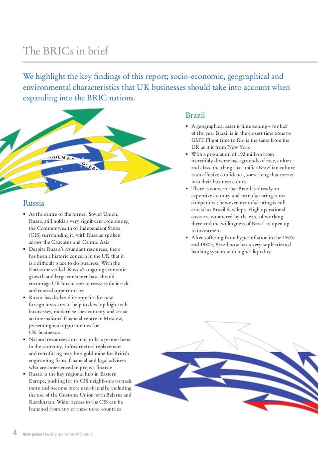 Grow global building business in BRIC nations