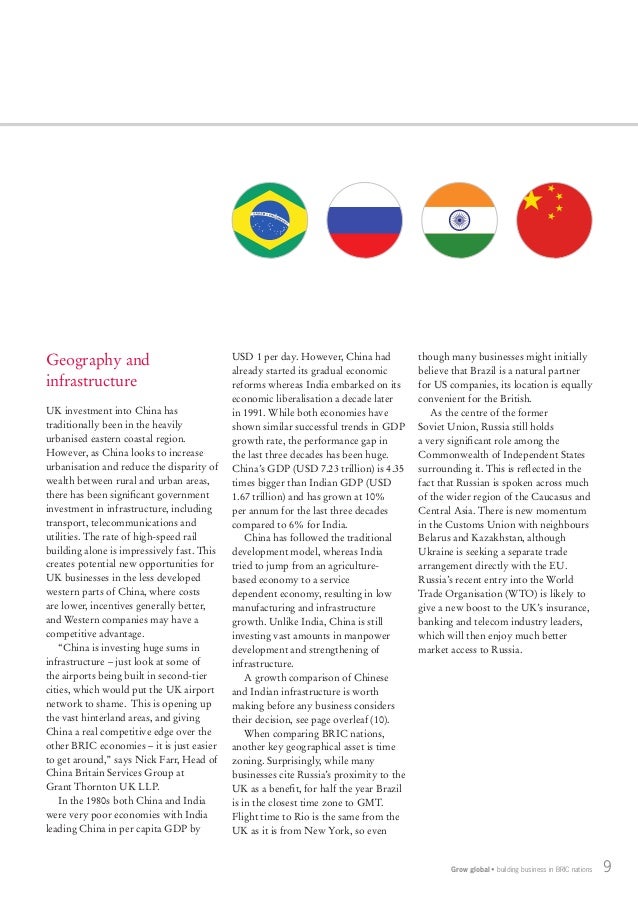 Grow global building business in BRIC nations