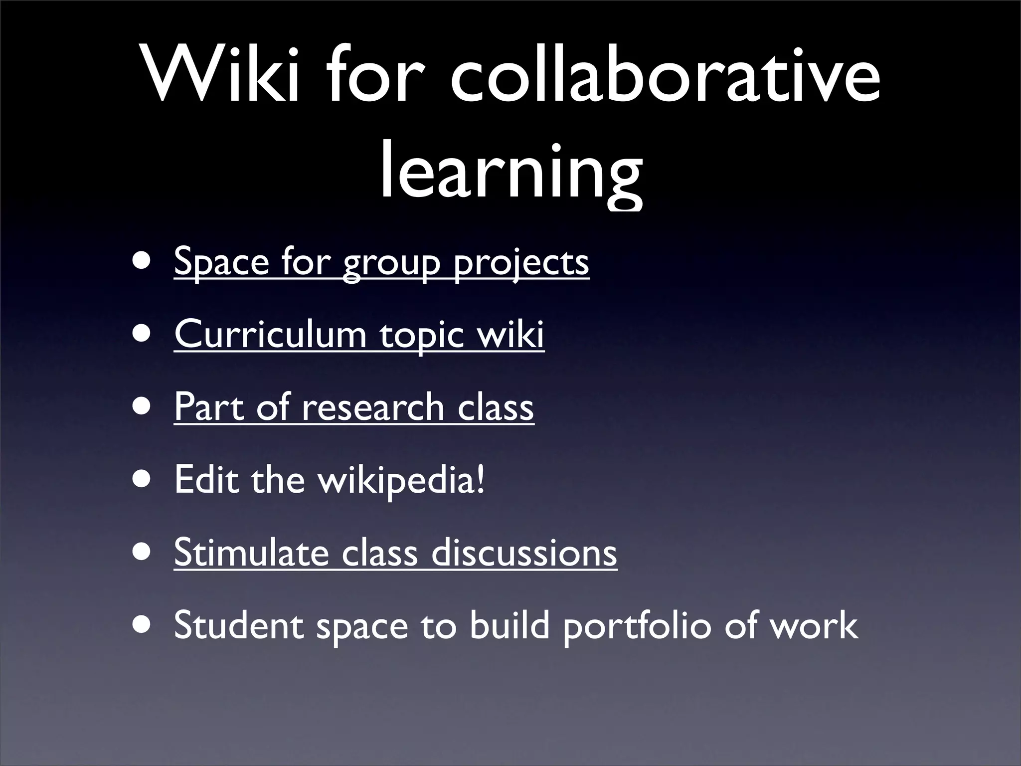 Building Collaborative Applications with Wikis