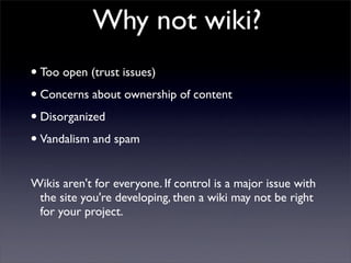 Building Collaborative Applications with Wikis