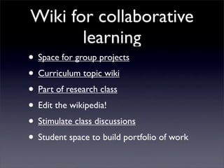Building Collaborative Applications with Wikis