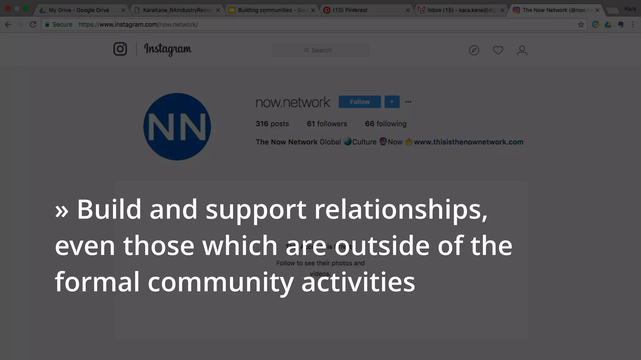 @karakane_kk
 
» Build and support relationships,
even those which are outside of the
formal community activities 
 
 