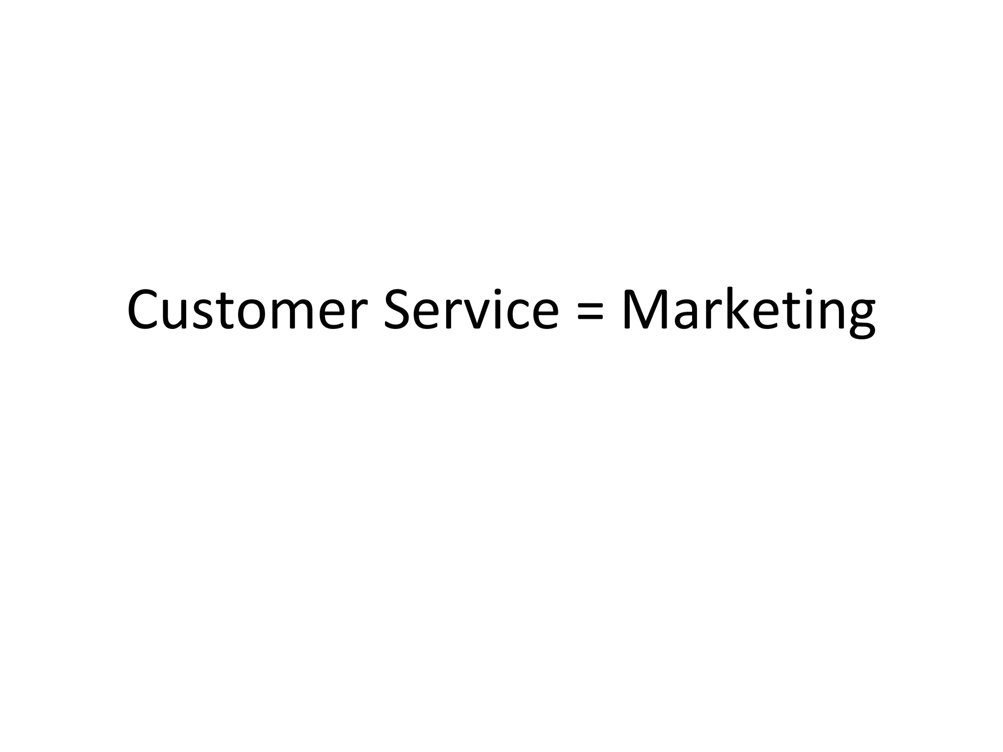 Customer Service = Marketing 