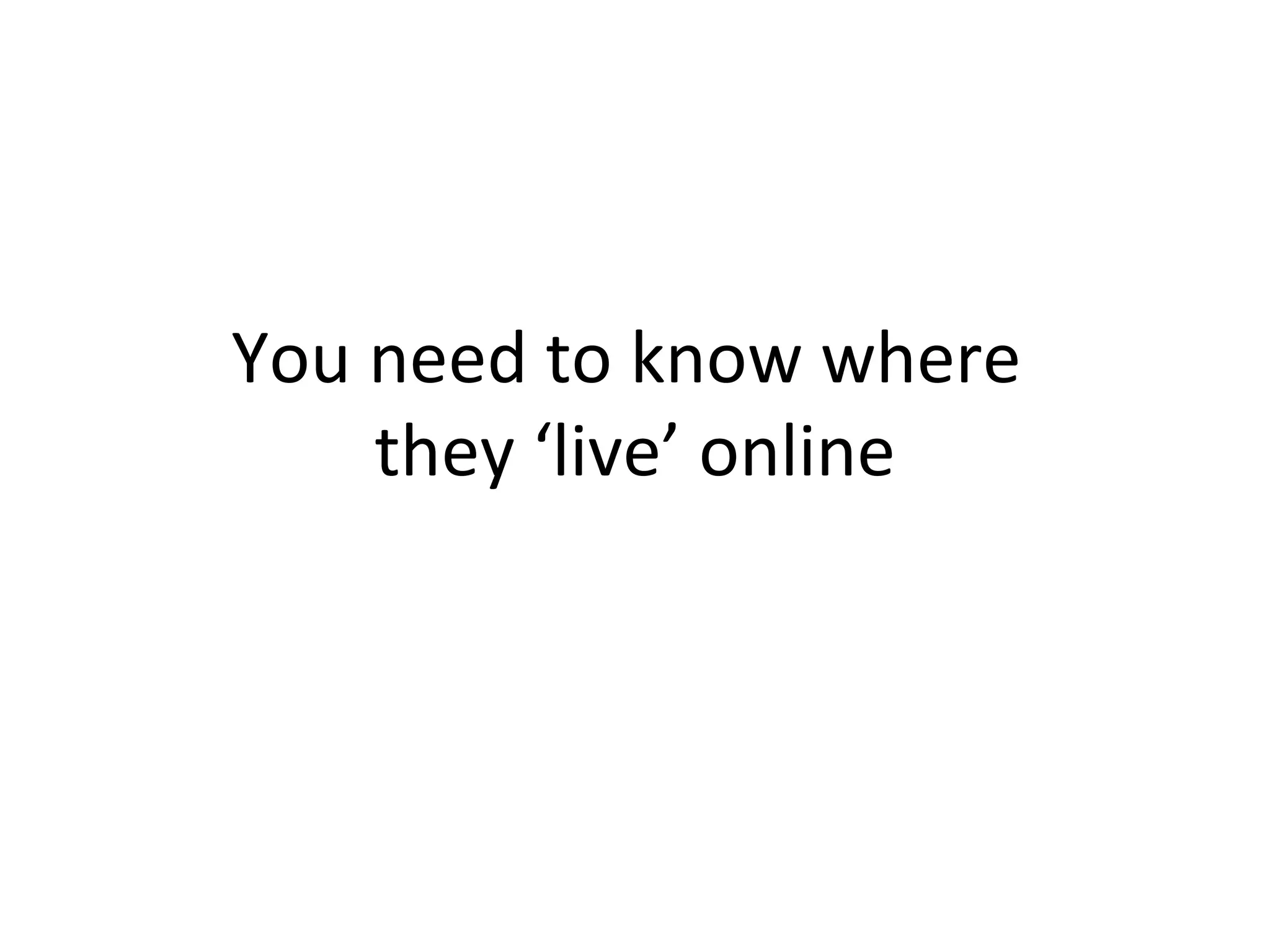 You need to know where  they ‘live’ online 