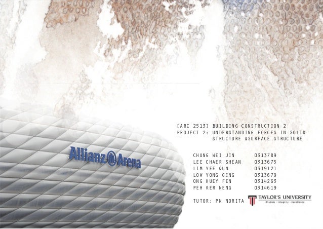 [ARC 2513] BUILDING CONSTRUCTION 2
PROJECT 2: UNDERSTANDING FORCES IN SOLID
STRUCTURE &SURFACE STRUCTURE
CHUNG WEI JIN 031...