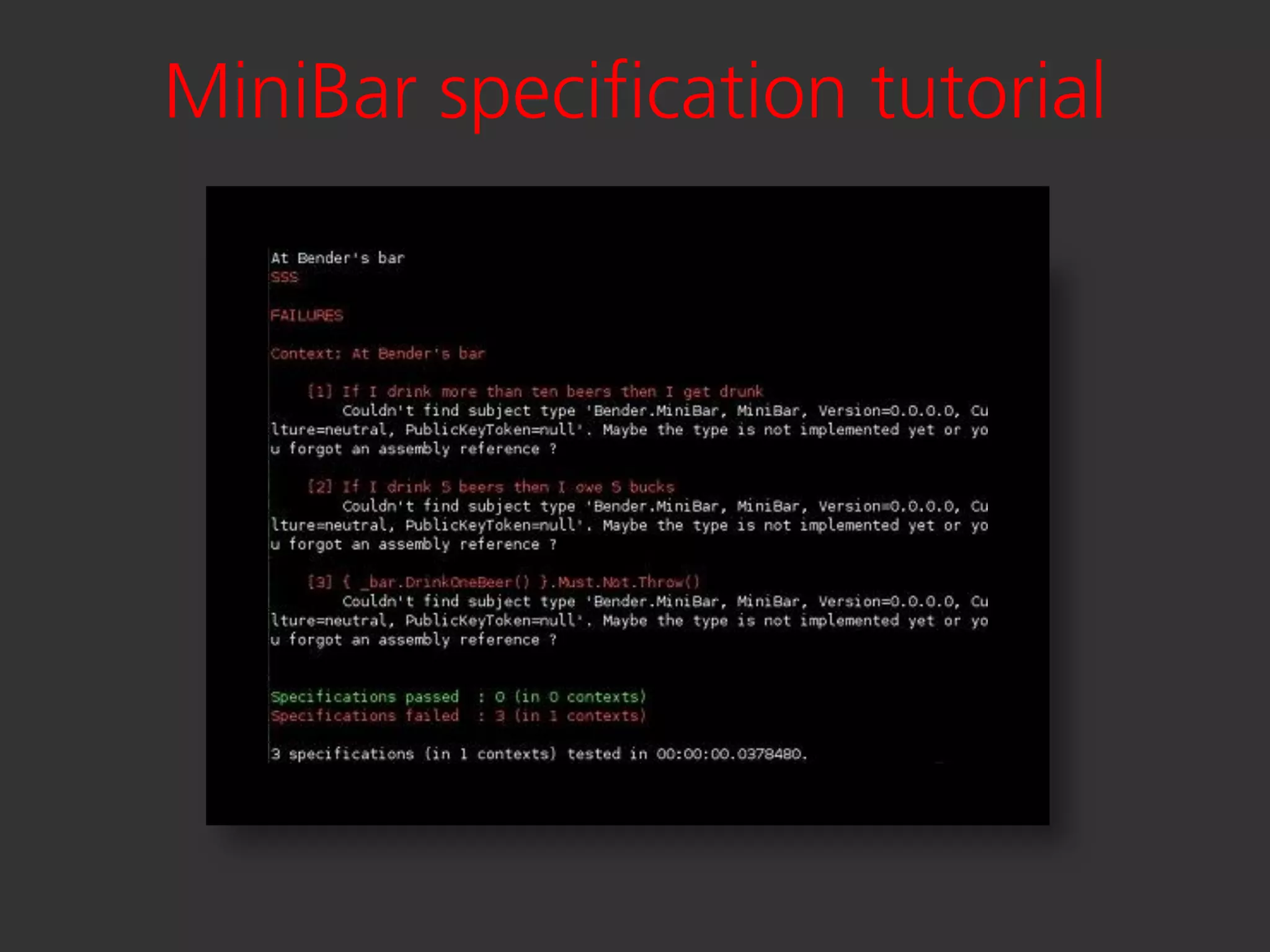 MiniBar specification tutorial
 