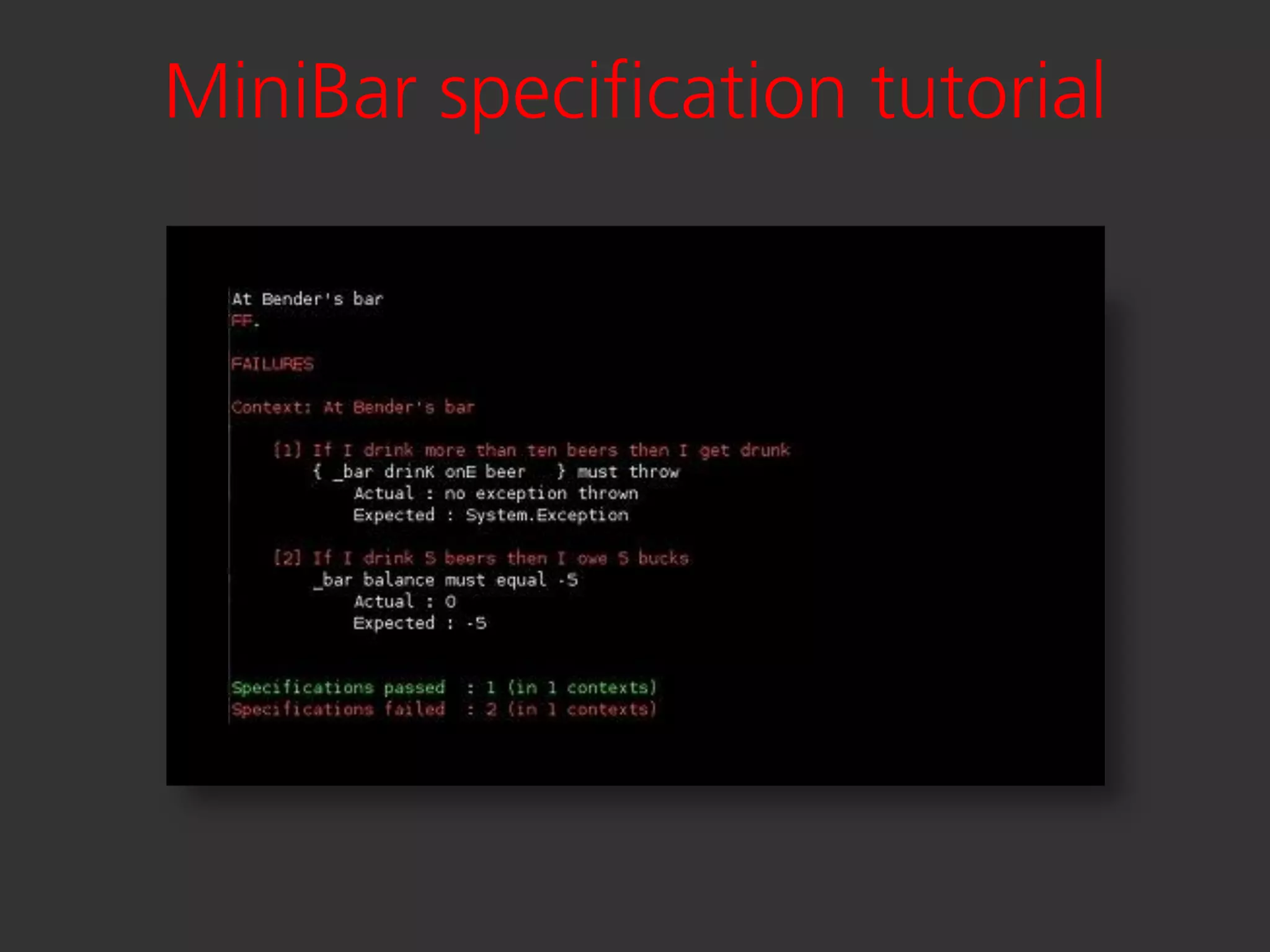 MiniBar specification tutorial
 