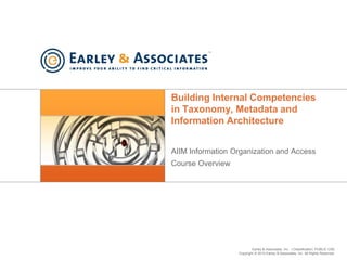 Building Internal Competencies in Taxonomy, Metadata and Information Architecture AIIM Information Organization and Access  Course Overview 
