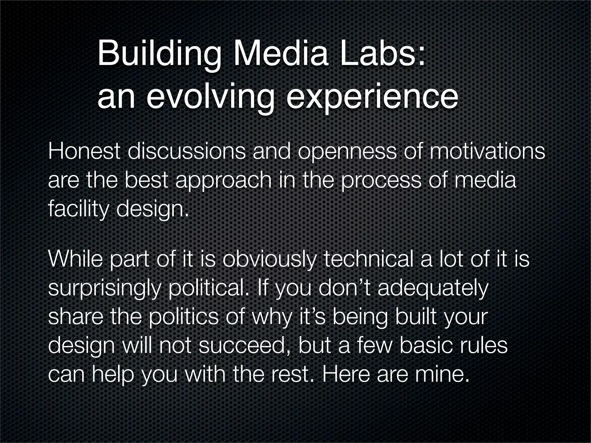 Building Media Facilities.Key