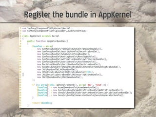 Register the bundle in AppKernel
 