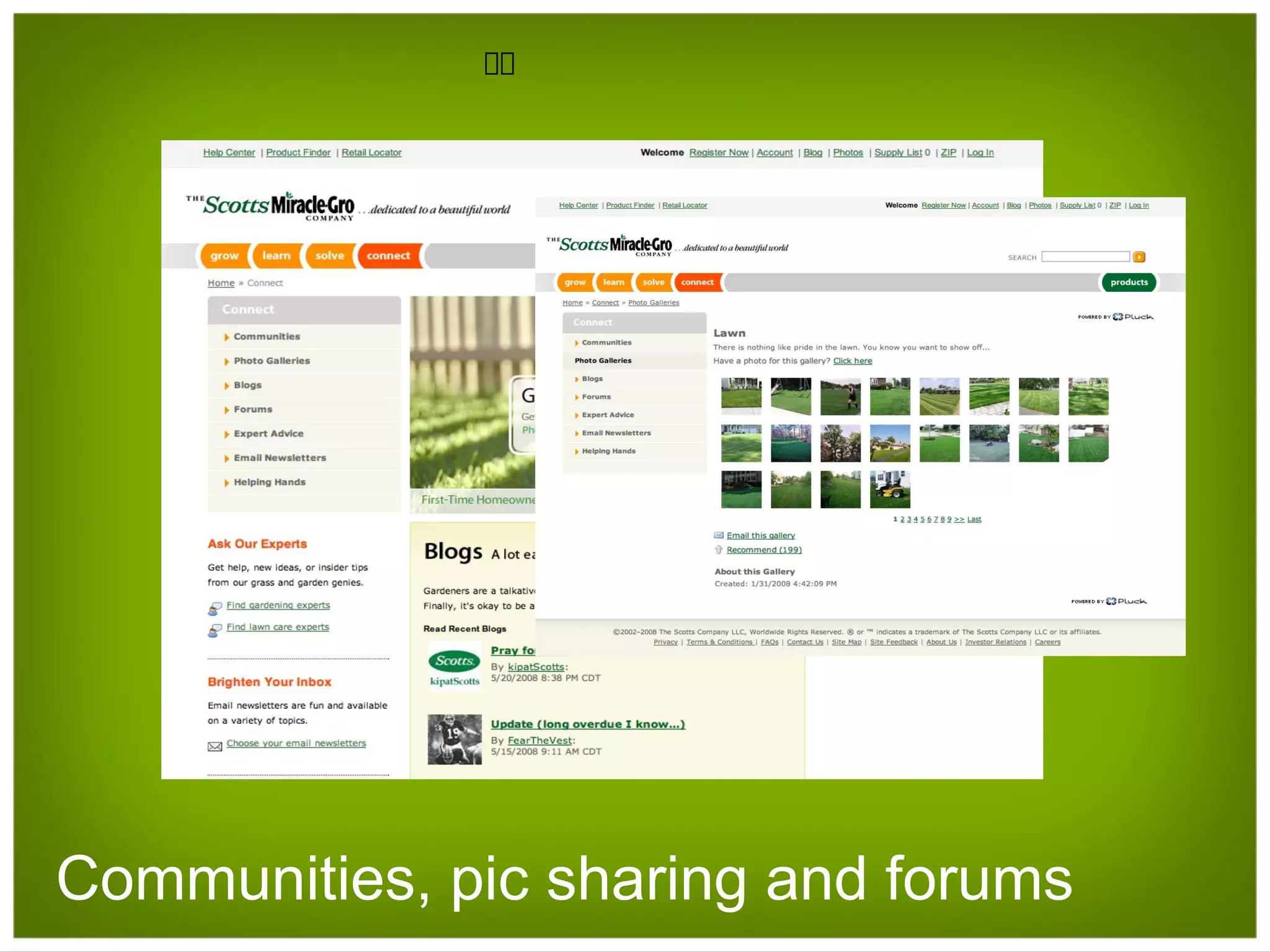 Communities, pic sharing and forums  