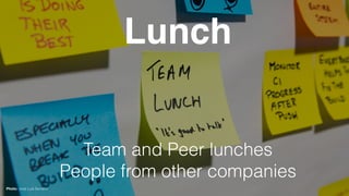 Lunch
Team and Peer lunches
People from other companies
Photo: José Luis Serrano
 
