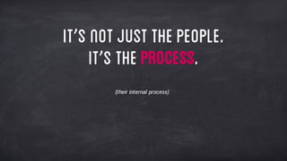 It’s notjustthepeople.
It’s theprocess.
(their internal process)
 