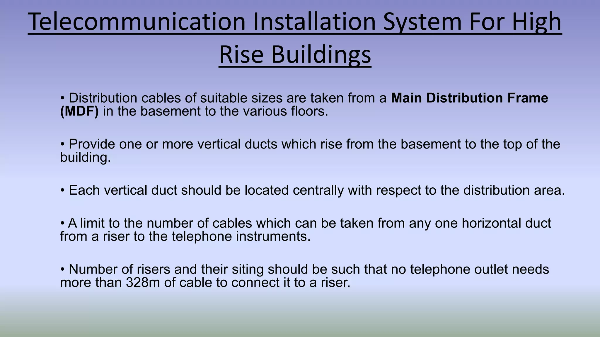 Building services- telecommunications for high rise building | PPTX