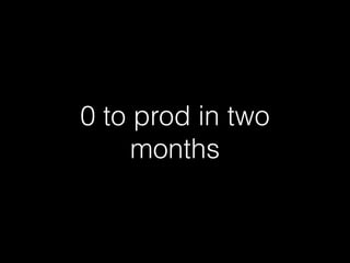0 to prod in two
months
 