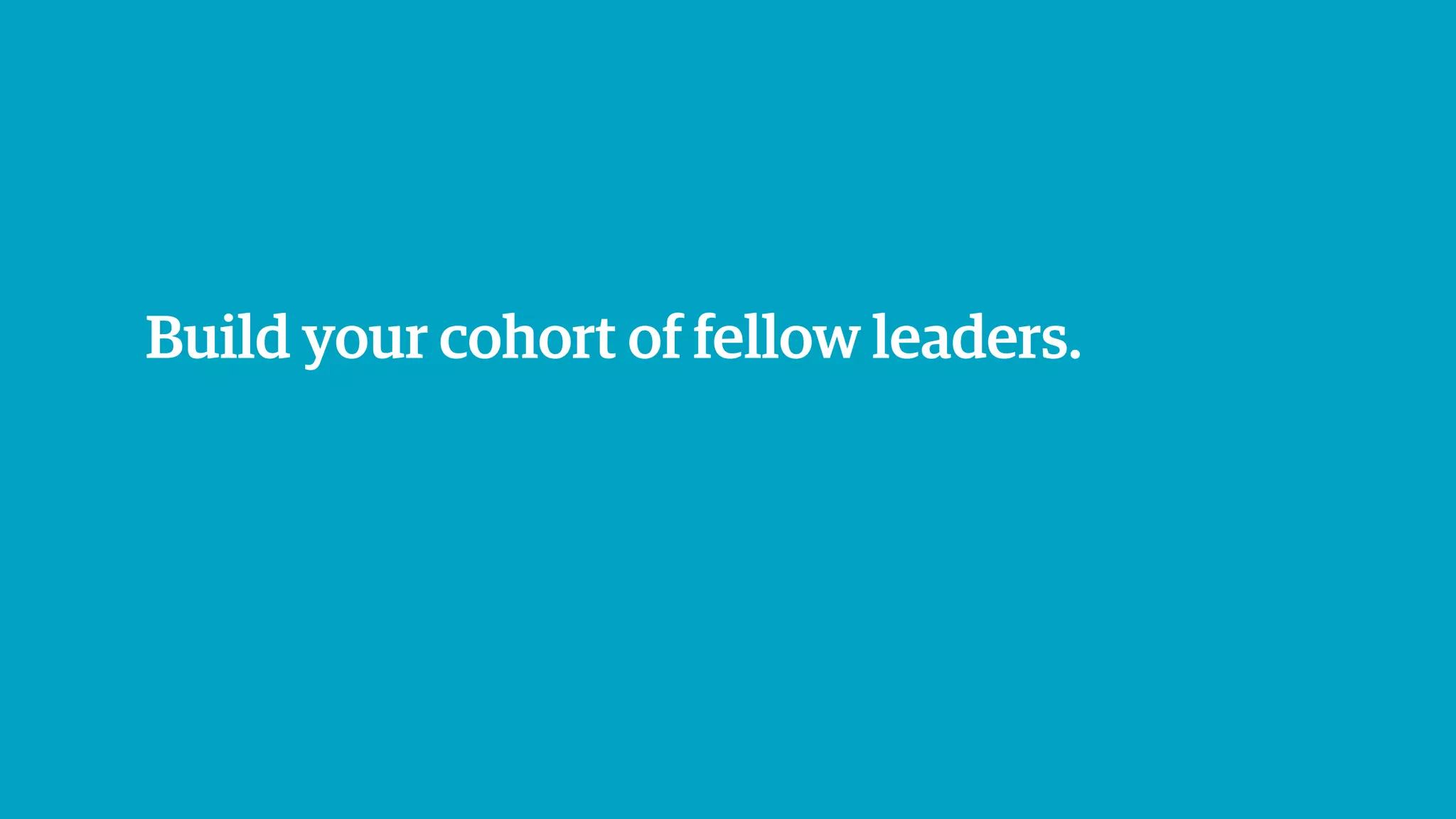 Build your cohort of fellow leaders.
 