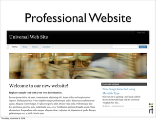 Professional Website




Thursday, November 6, 2008
 