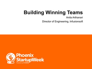 Building Winning Teams
Anila Arthanari
Director of Engineering, Infusionsoft
 