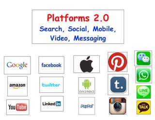 Platforms 2.0 

Search, Social, Mobile,
Video, Messaging

 