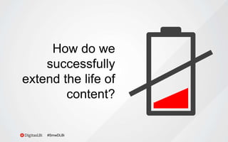 #SmwDLBi
How do we
successfully
extend the life of
content?
 