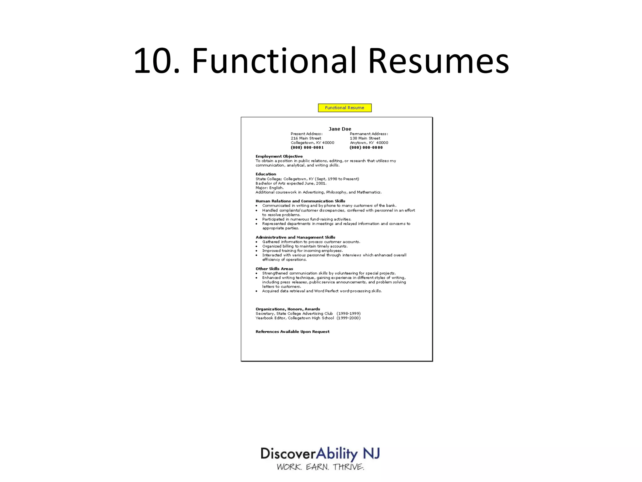 10. Functional Resumes 
