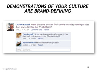 DEMONSTRATIONS OF YOUR CULTURE
      ARE BRAND-DEFINING




                             14
 