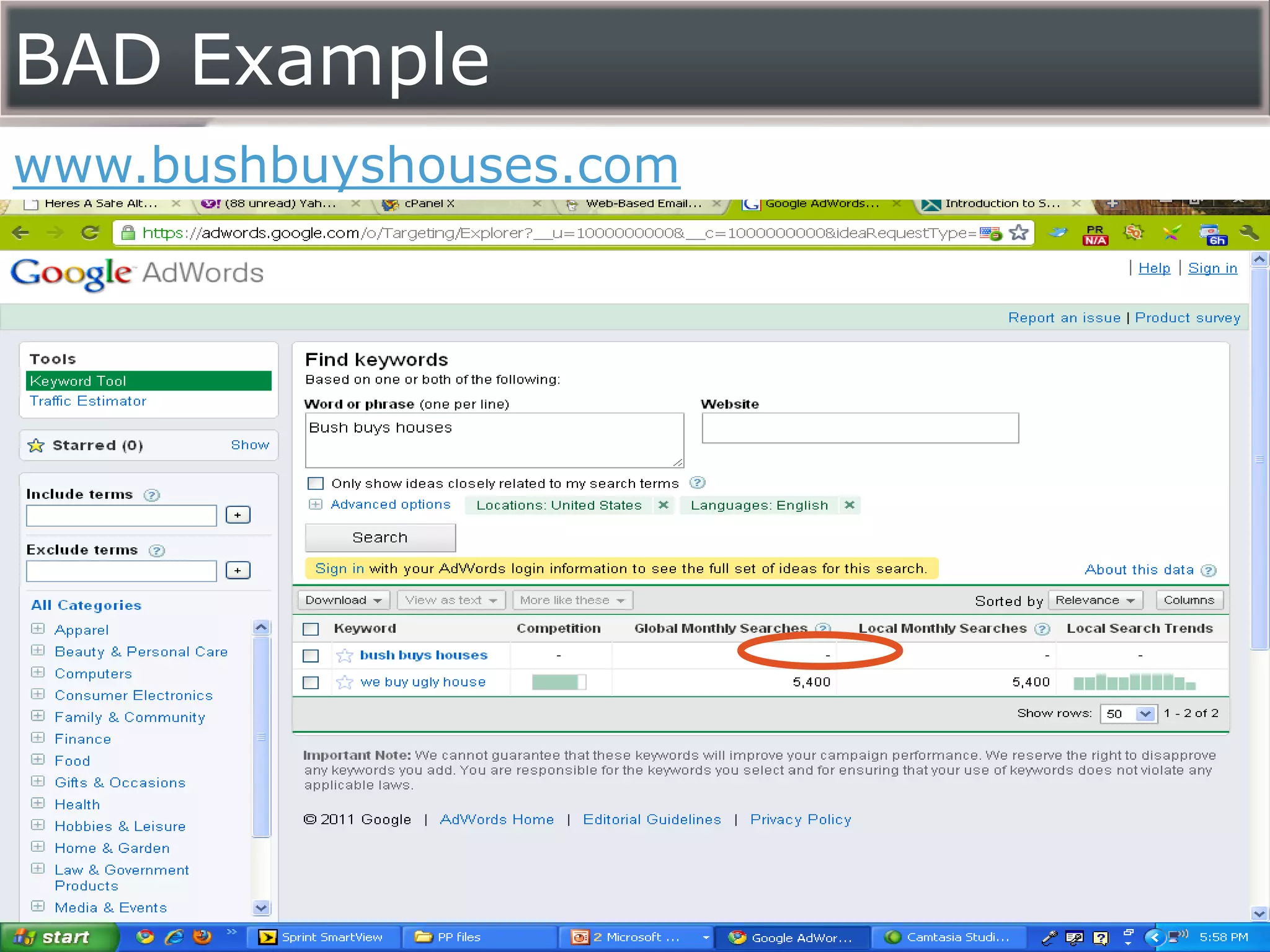 BAD Example
www.bushbuyshouses.com




16
 