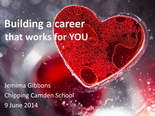 Building a career
that works for YOU
Jemima Gibbons
Chipping Campden School
9 June 2014
 