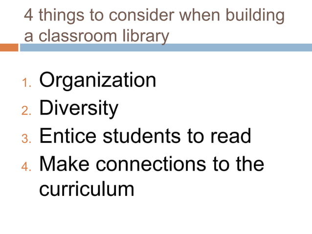 Building a classroom library | PPT