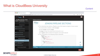 © 2020 All Rights Reserved. 11
What is CloudBees University
Content
 