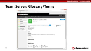 EMBARCADERO TECHNOLOGIES
Team Server: Glossary/Terms
31
 