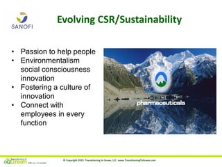 • Tie Sustainability to
Innovation
• Integrate
Sustainability Fully
into Company
Strategy
 